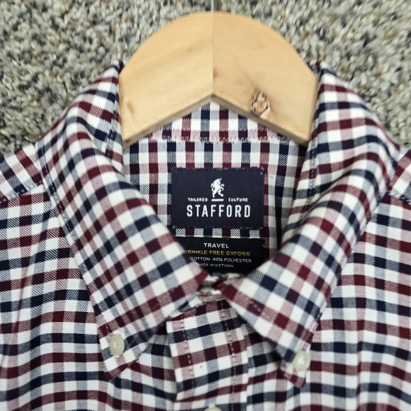 Stafford Dress Shirt Mens 15.5 32/33 Button Down Wrinkle Free Oxford Regular Fit - Picture 6 of 7